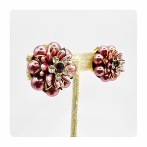 ★ Vintage Flower Earrings - Multicolored Pink ★